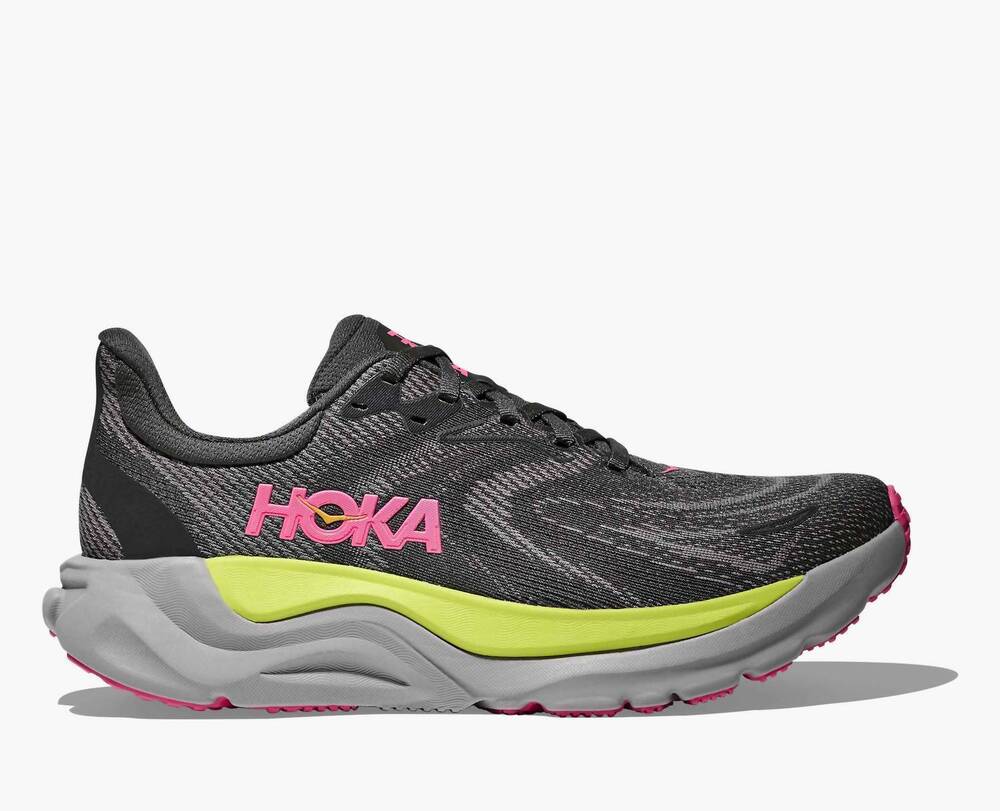 NEW HOKA women's arahi 8 shoes in charcoal  grey grey skies